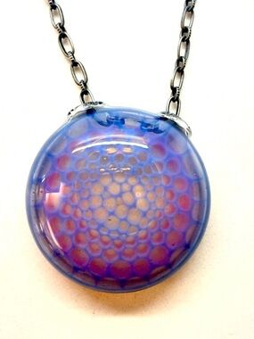 Blue and Purple Honeycomb Pendant Necklace